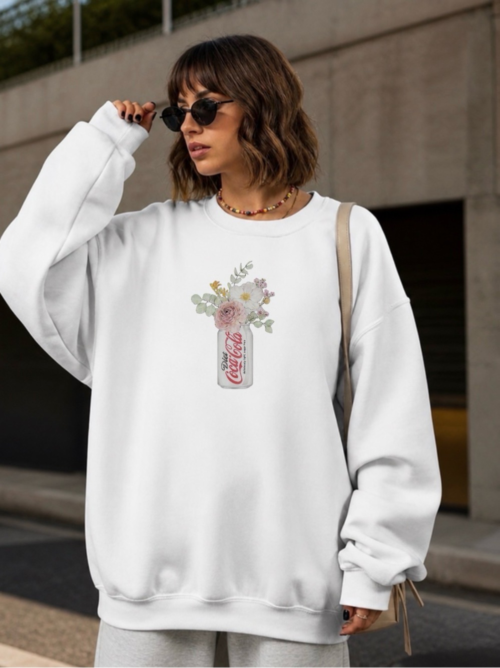 Floral Diet Coke Can Sweatshirt Girly Aesthetic Soda Crewneck